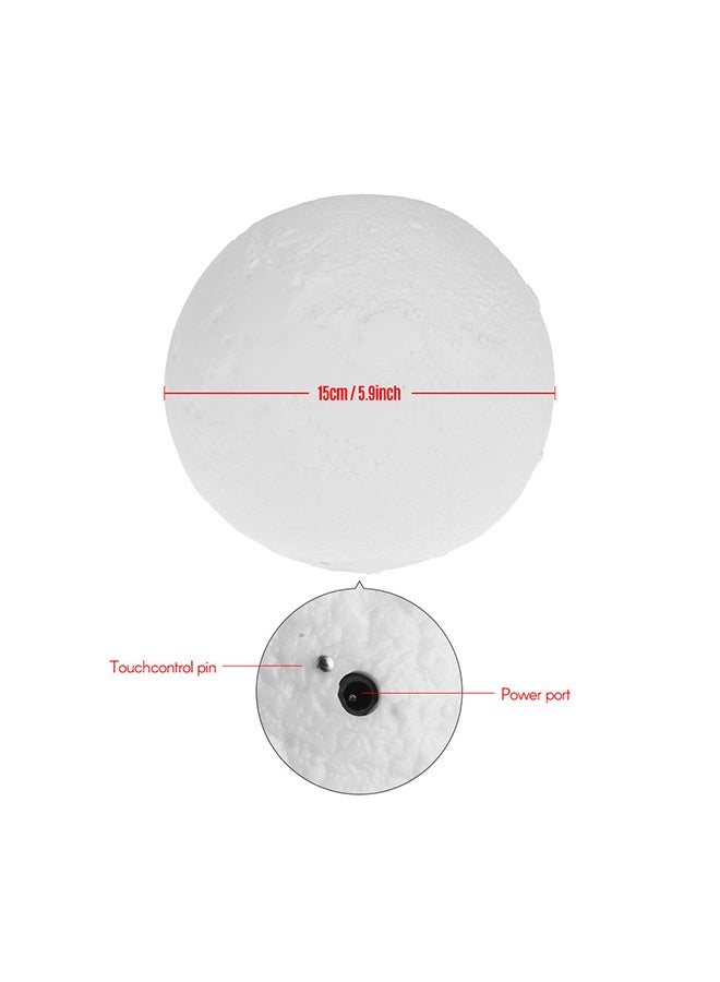 3D Printed USB Rechargeable Moon Lamp With Touch Control Yellow/White 5.9inch - Image 3