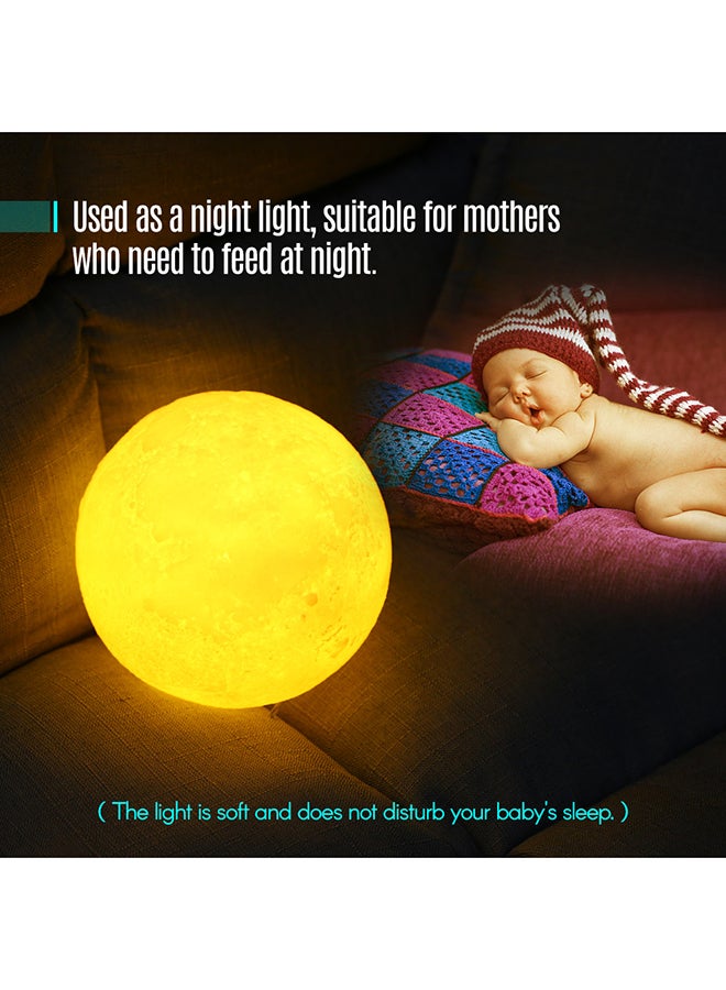 3D Printed USB Rechargeable Moon Lamp With Touch Control Yellow/White 5.9inch - Image 5