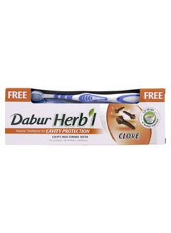Dabur Herbl Clove Cavity Protection Toothpaste With Free Toothbrush Multicolour 150grams  - Image 1