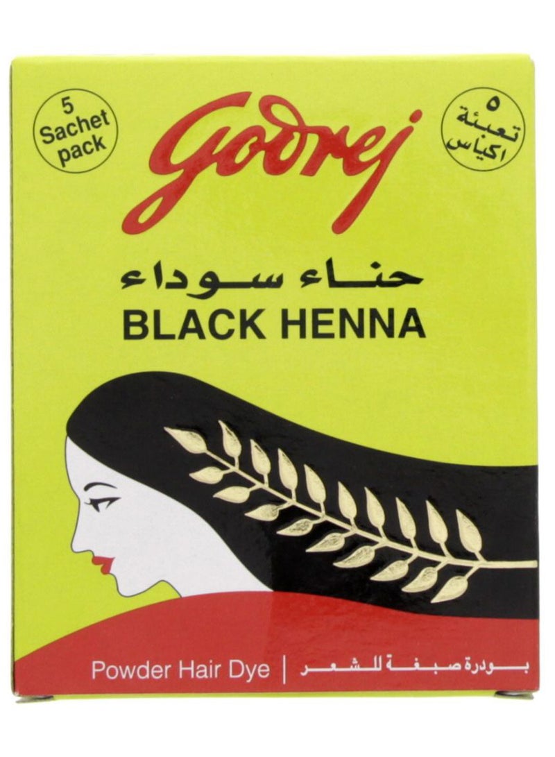 Godrej Pack Of 5 Hair Dye Henna Powder Black 5 x 15grams  - Image 1