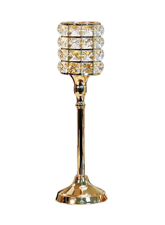 Sharpdo Crystal Pattern Decorative Candle Holder Gold/Clear 30 x 11.5cm - Image 1