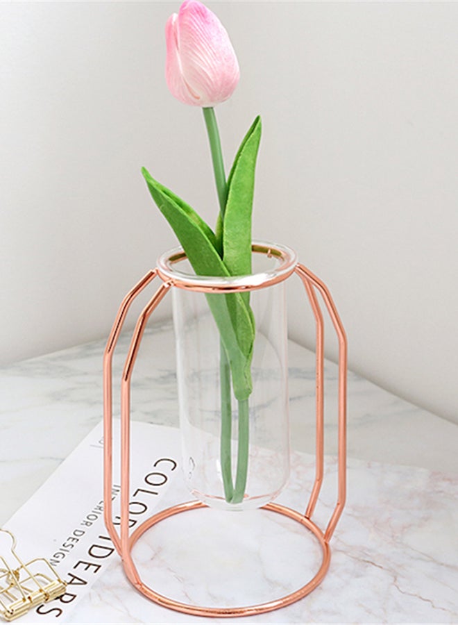 شاربدو مزهرية معلقة لتنسيق الأزهار بتصميم بسيط ذهبي/ أبيض - Image 2