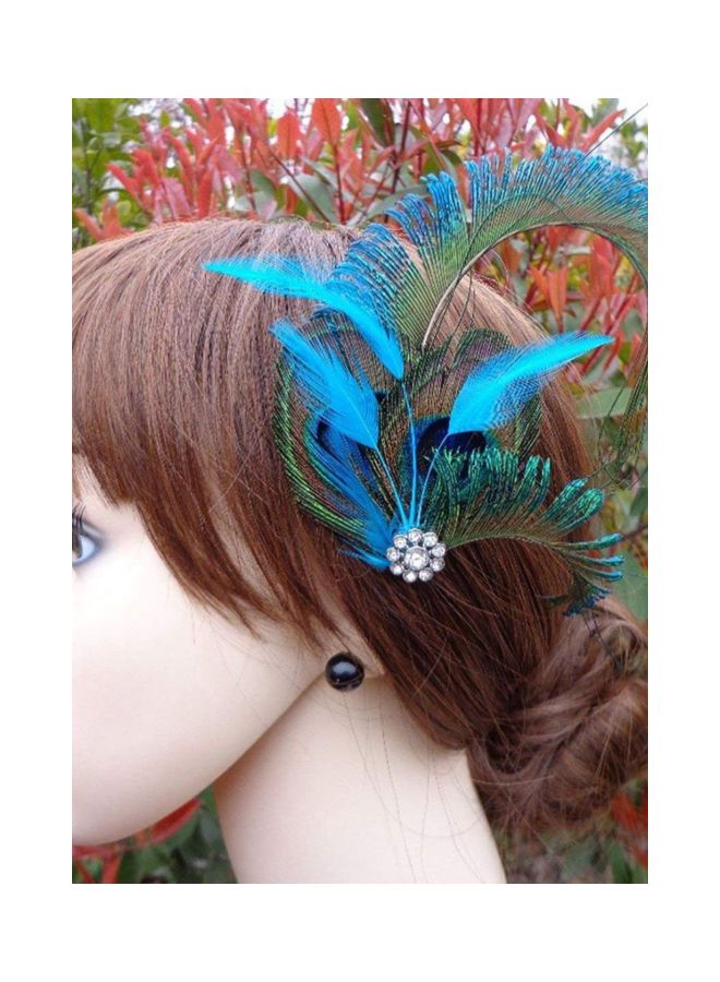 Tinksky Rhinestone Peacock Hair Clip Multicolour - Image 2