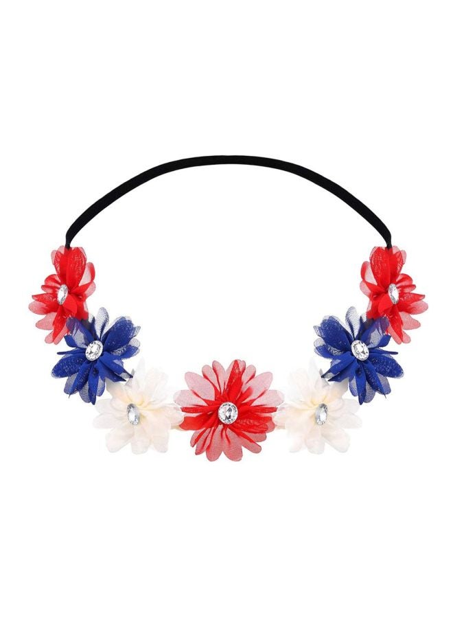 Lux Accessories Floral Stretch Headband Red/White/Blue 