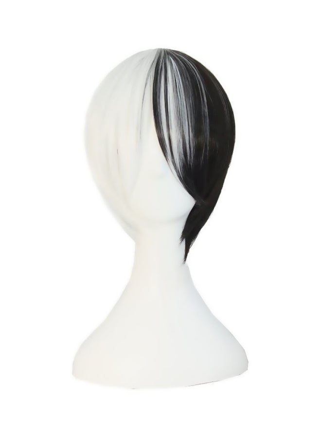 MapofBeauty Short Hair Wig Black/White 12inch - Image 1