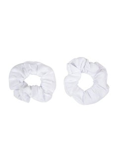 2-Piece Solid Scrunchies Elastic Set White
