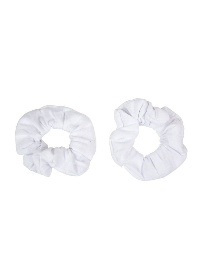Motique Accessories 2-Piece Solid Scrunchies Elastic Set White 