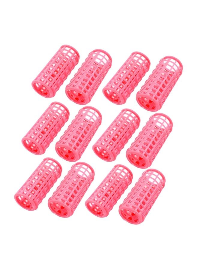 uxcell 12-Piece Styling Roller Curlers Clips Pink - Image 1