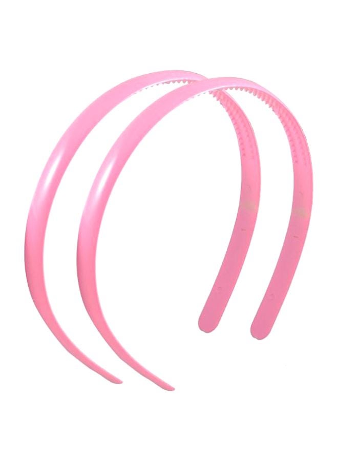uxcell 2-Piece Spring Hair Hoop Headband Pink 0.4inch 