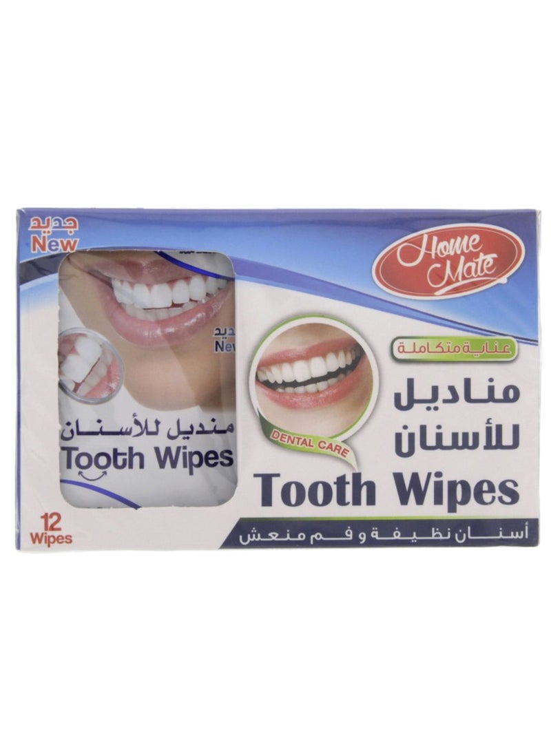 Home Mate 12-Piece Mint Flavour Teeth Cleaning Wipes Set - Image 1