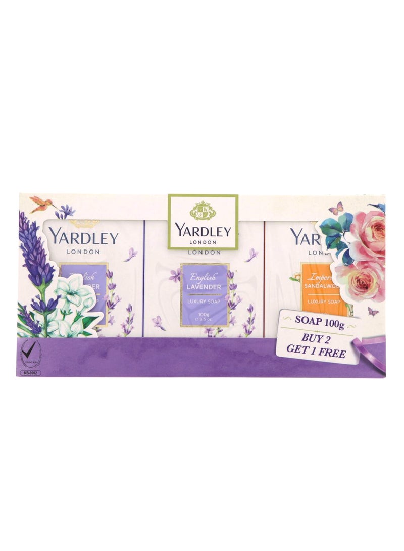 Yardley Pack Of 3 Luxury Soap (2 + 1 Free) 3 x 100grams