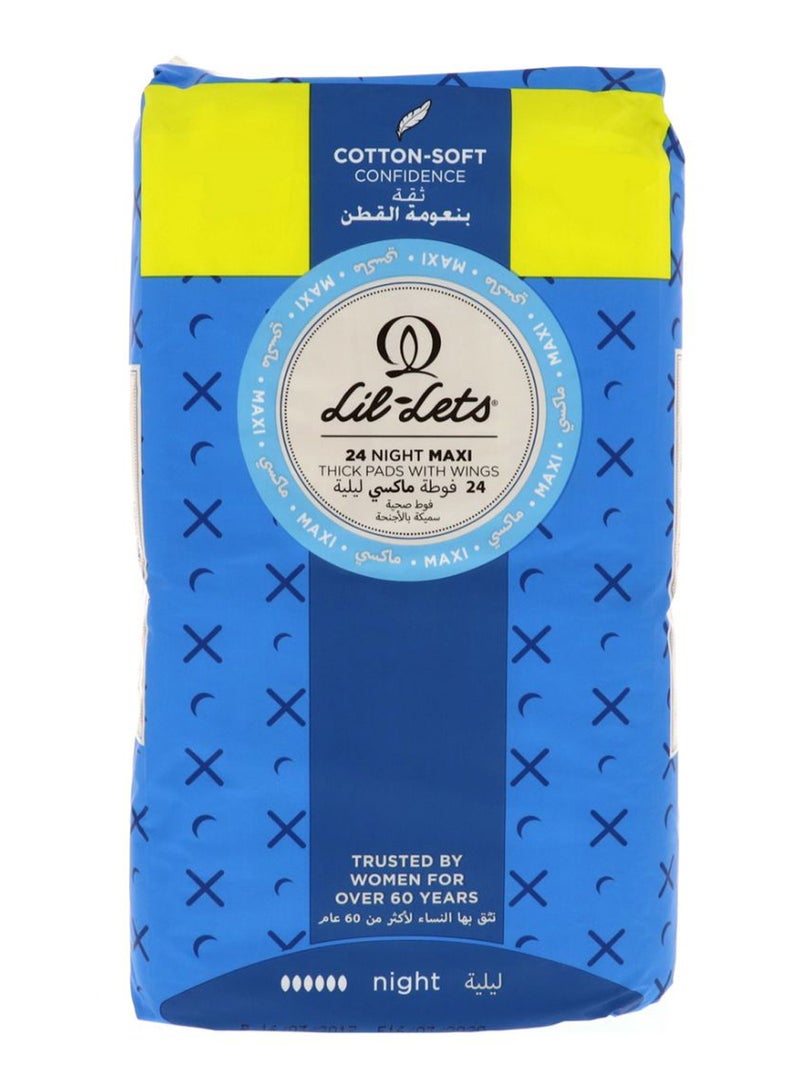 Lil-Lets 24-Piece Night Maxi Thick Pad With Wings Set