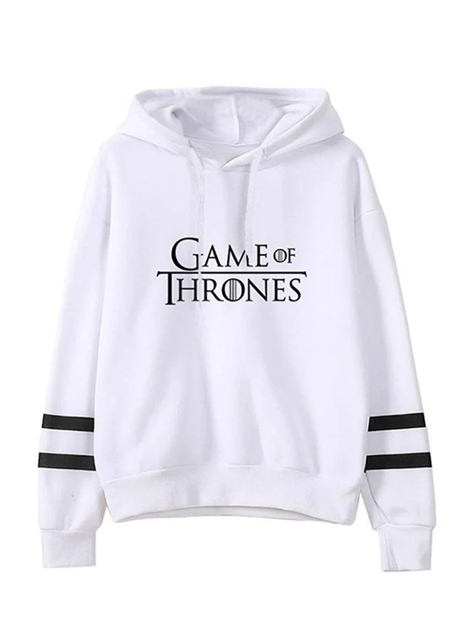 Game Of Thrones Print Hooded Neck Long Sleeves Hoodie White - Image 1
