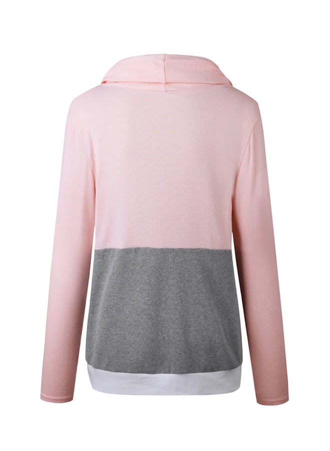 BTS Print Cowl Neck Long Sleeves Outerwear Pink - Image 2