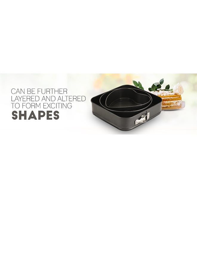 Royalford - 3-Piece Round, Heart And Square Springform Set Black - Image 1