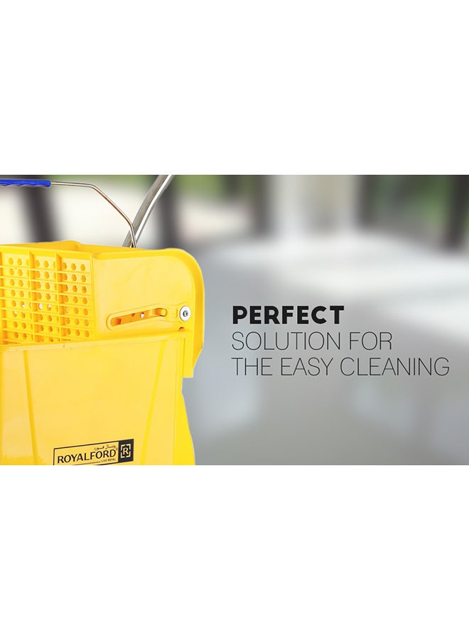 Royalford - Royalbright Professional Mop Wringer Trolley 24L 360掳 Rotating Wheels46.5X27.528.5Cm Pp Body With Ss Handle Multicolor Yellow 24Liters - Image 1
