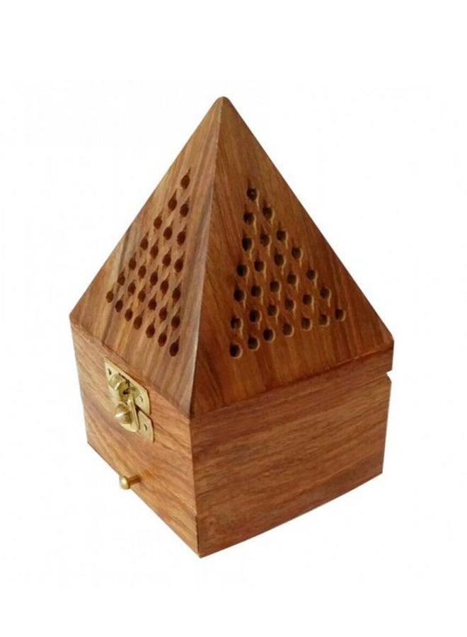 Pyramid Shape Incense Burner Dark Brown 14x10cm - Image 1