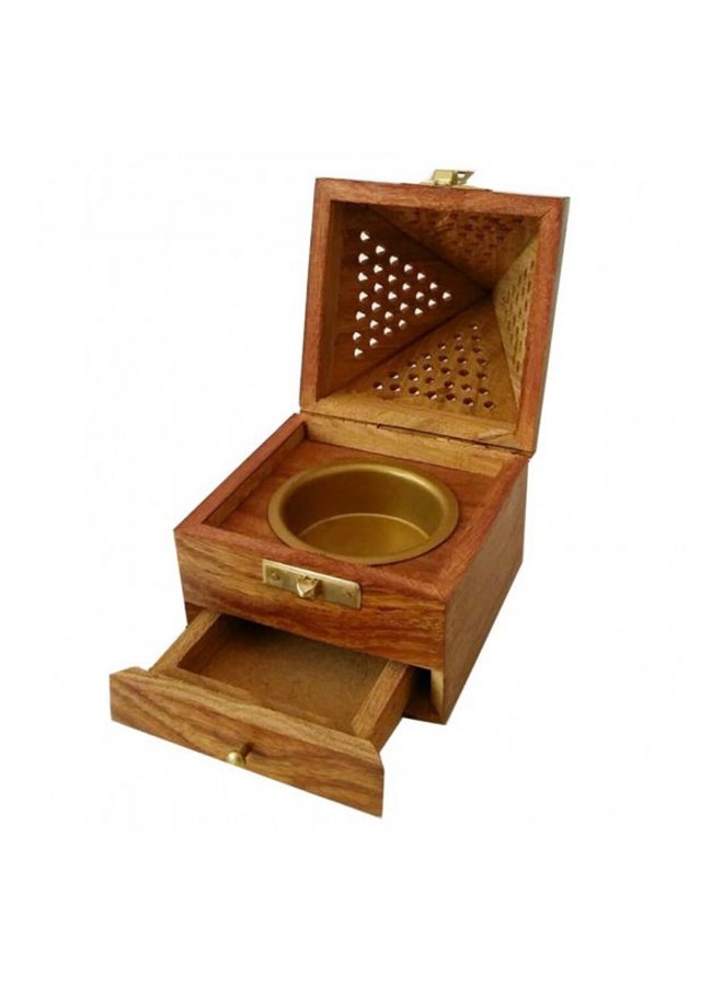 Pyramid Shape Incense Burner Dark Brown 14x10cm - Image 2
