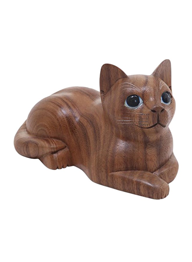 NOVICA - Short Haired Cat Wood Sculpture Brown - Image 1