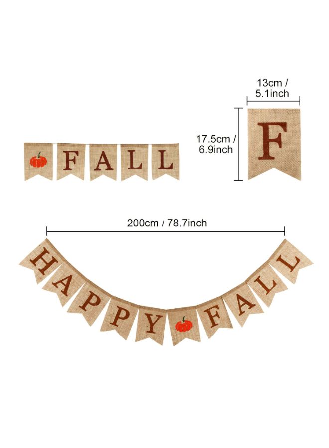 وولاين شريط بانر من الخيش مطبوع بعبارة "Happy Fall" وثمرة اليقطين 13 x 17.5سم  - Image 2