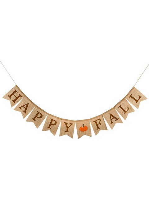 شريط بانر من الخيش مطبوع بعبارة "Happy Fall" وثمرة اليقطين 13 x 17.5سم