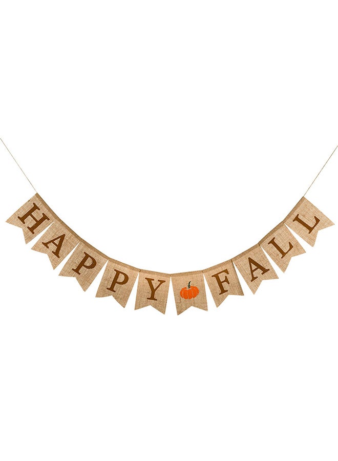 وولاين شريط بانر من الخيش مطبوع بعبارة "Happy Fall" وثمرة اليقطين 13 x 17.5سم  - Image 1