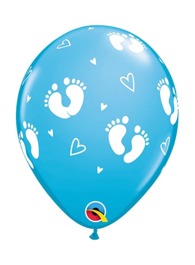 Qualatex Pack Of 6 Baby Footprints Latex Balloon 11inch