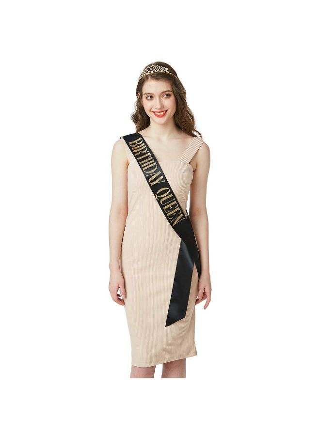 ADBetty Birthday Queen Printed Sash With Rhinestone Tiara Set 67inch  - Image 3