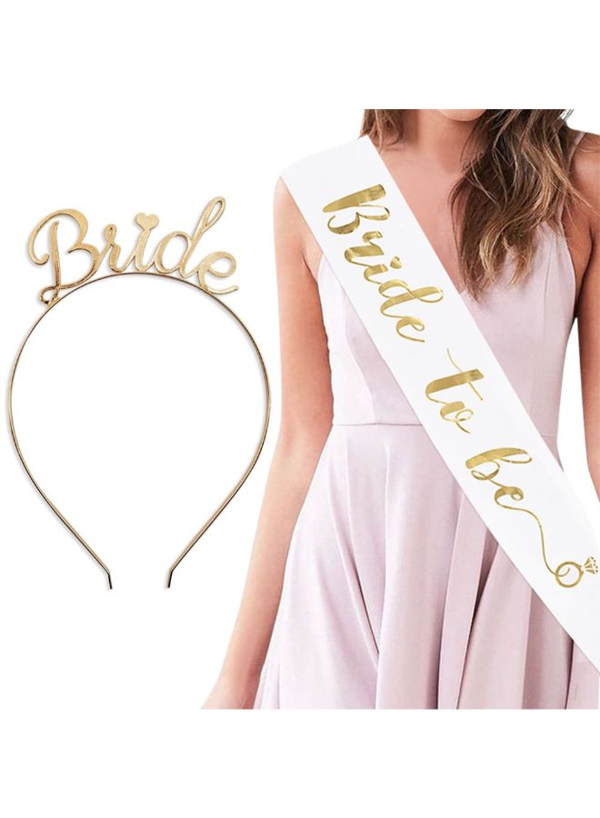 يوليبس طقم تاج وربطة رأس بتصميم عبارة "Bride To Be".  - Image 3
