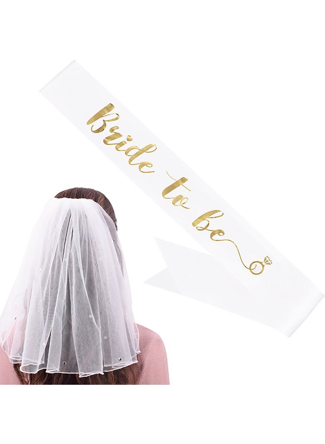 YULIPS - Bride To Be Printed Sash With Shoulder Length Veil Set - Image 1