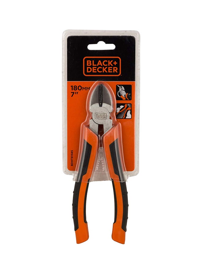 BLACK+DECKER - 180Mm Bimaterial Steel Diagonal Cutting Pliers For Gripping, Twisting, Bending & Cutting Wire, Orange/Black - Bdht81585, Orange/Black 180mm - Image 1
