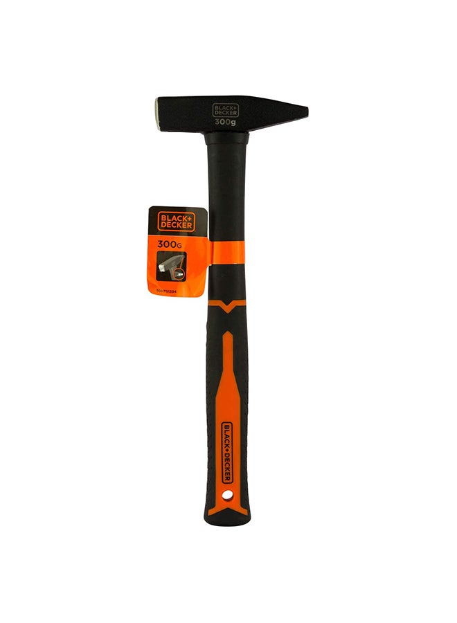 BLACK+DECKER - 7 oz. 300g Metal DIN Hammer with Fiberglass Handle, Orange/Black - BDHT51394, Black/Orange 300grams - Image 1