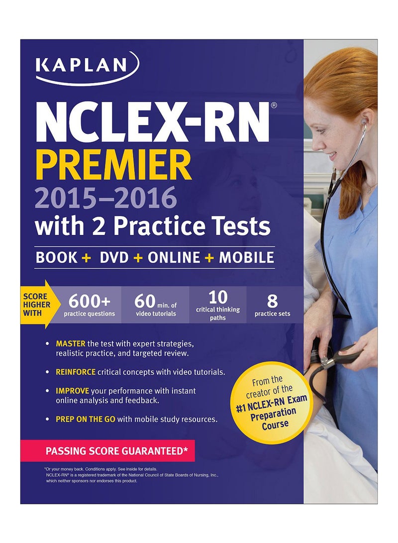 NCLEX-RN Premier 2015-2016 With 2 Practice Tests Paperback English by Kaplan - 3-Feb-15