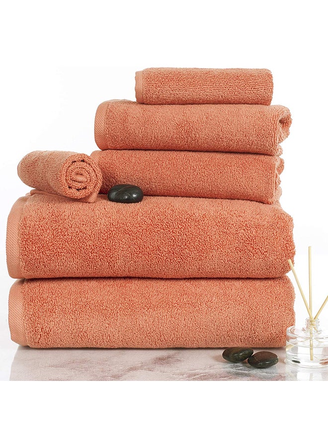 لافيش هوم مجموعة مناشف قطنية ناعمة وممتصة من 6 قطع برتقالي - Image 2
