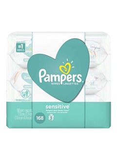 Pampers Pack of 3 Sensitive Baby Wipes, 168 Count 