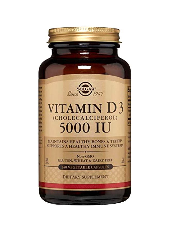 Solgar - Vitamin D3 5,000 IU Dietary Supplement - 240 Vegetable Capsules - Image 1