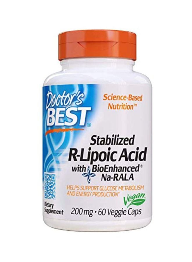Doctor's BEST Stabilized R-Lipoic Acid Dietary Supplement 200mg - 60 Capsules - Image 1