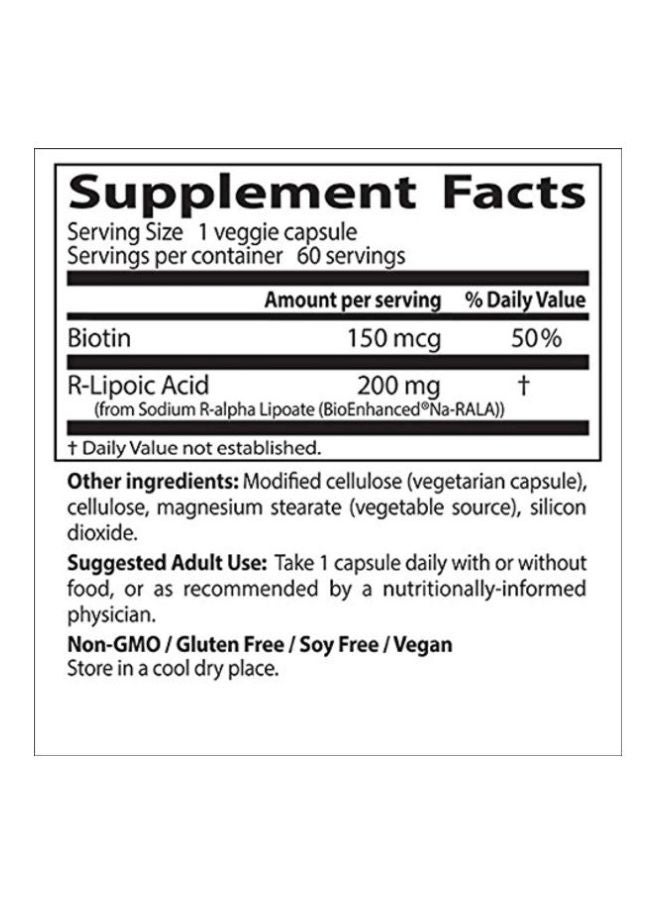 Doctor's BEST Stabilized R-Lipoic Acid Dietary Supplement 200mg - 60 Capsules - Image 4