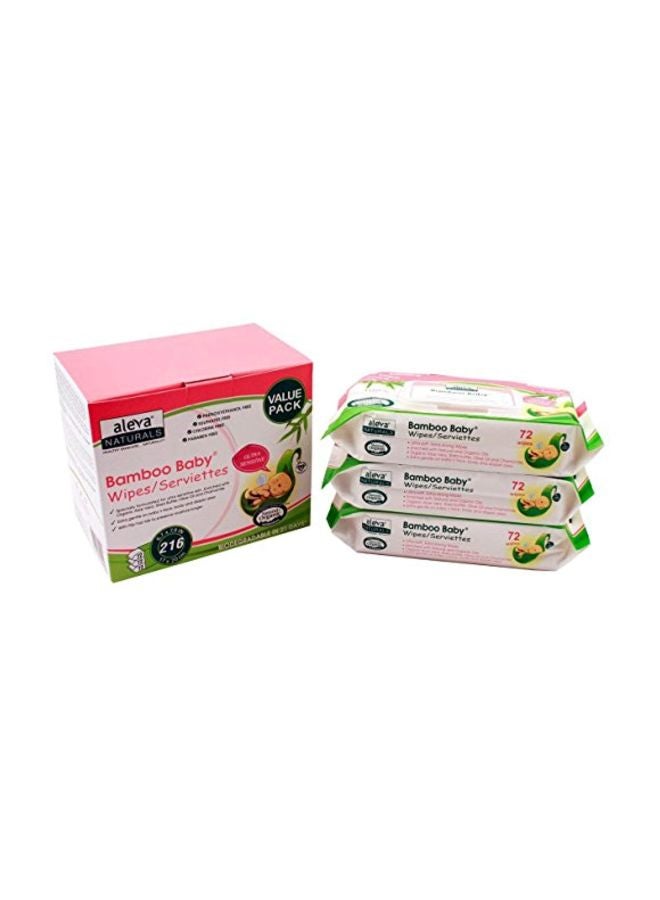 Aleva Naturals Bamboo Baby Wipes Value Box 3 Packs x 72 Wipes, 216 Count  - Image 2