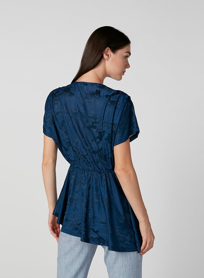 Iconic Surplice Neckline Top Navy - Image 2