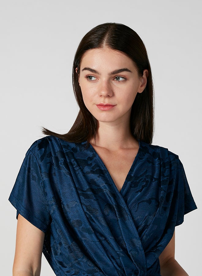 Iconic Surplice Neckline Top Navy - Image 3