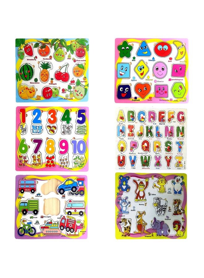 Wishkey Pack Of 6 Wooden Educational Pegged Puzzle-WT_124+106 - Image 1