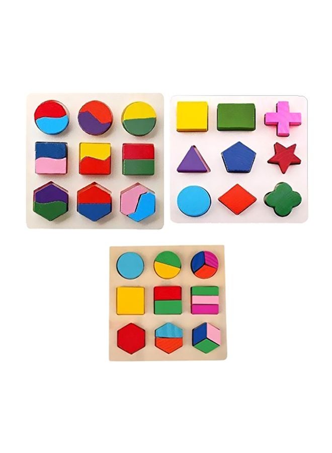 GRIZZLY Pack Of 3 Geometric Matching Blocks Pegged Puzzle - Image 1