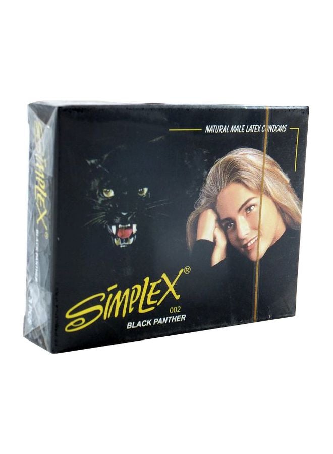 سيمبليكس مجموعة واقيات ذكرية بلاك بانثر من اللاتكس مكونة من 3 قطع