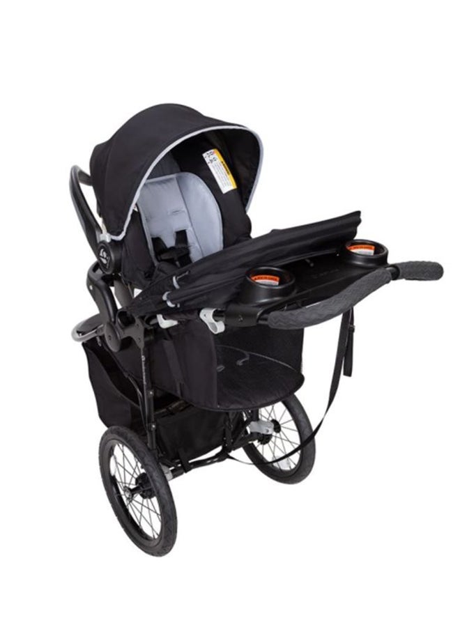 babytrend Cityscape Plus Jogger Travel System ( 0 month & above up to 22 kg), Flexloc ICS, Multi-Position, Safety Harness, Peek-a-boo Canopy - Raven  - Image 3