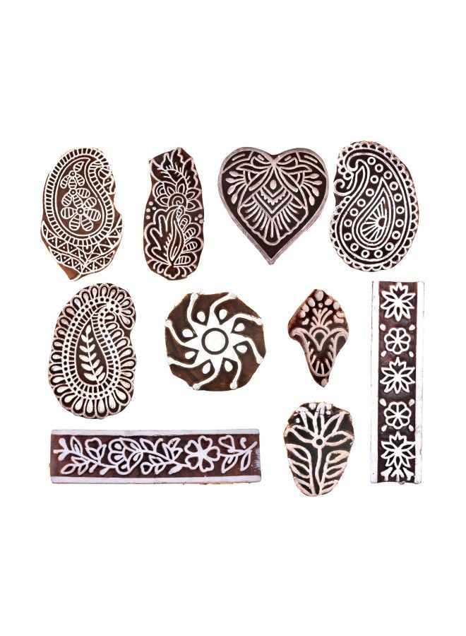 Hashcart 10-Piece Hand-Carved Wooden Baren-Motif Printing Block - Image 1