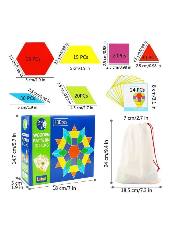 FunBlast - 130-Piece Wooden Pattern Block - Image 1