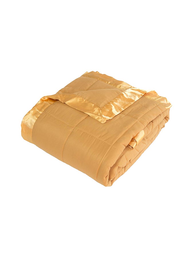 Down Alternative Blanket With Satin Trim Polyester Gold
