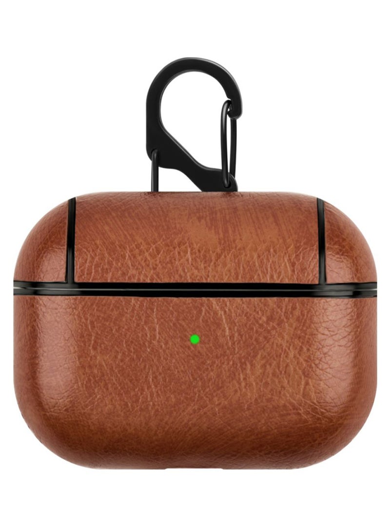 Generic Protective Charging Box Case Cover With Carabiner For Apple AirPods Pro Light Brown/Black  - Image 1