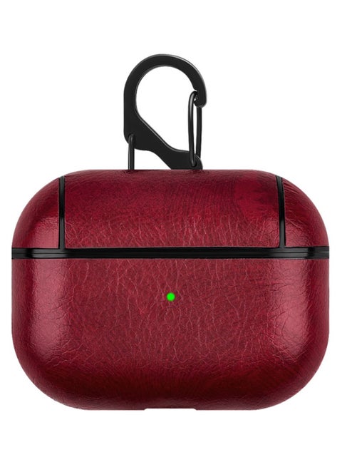 Protective Charging Box Case Cover With Carabiner For Apple AirPods Pro Red/Black